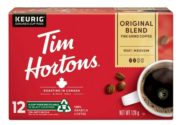 Tim Hortons Original Blend Medium Roast Coffee, 12ct, 126g