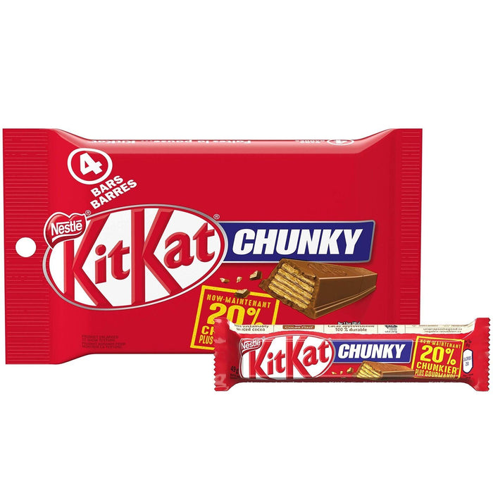 Nestle Kitkat Chunky With Superior Canadian Chocolate 49g Each 4 Full Size Bars