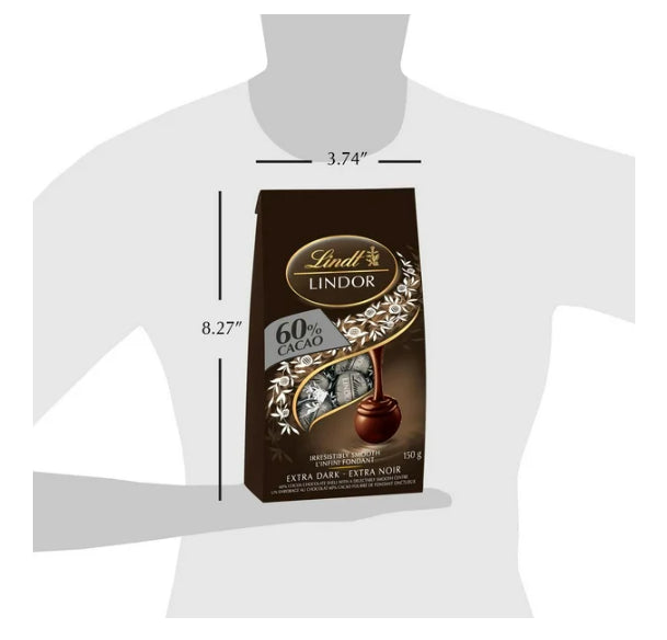 Lindt LINDOR 60% Cacao Chocolate Truffles, 150g Bag