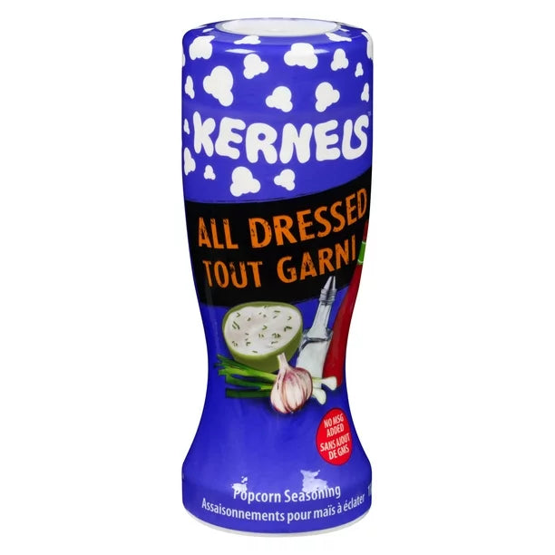 Kernels Popcorn Seasoning All Dressed, 110g Each 4 Shakers