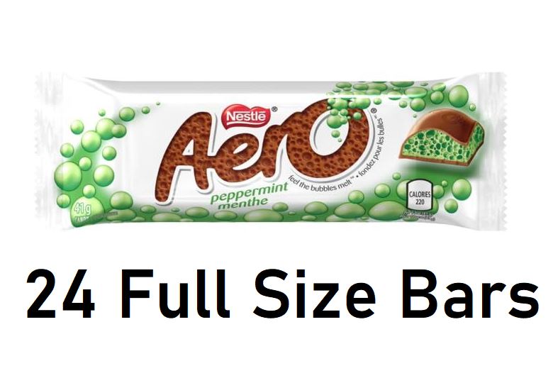 Nestle Aero Peppermint Bubbles Chocolate Bars, 41g/1.4oz Each 24 Full Size Bars