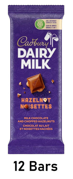 Cadbury Dairy Milk Hazelnut Chocolate Candy Bar 100g Each 12 Full Size Bars