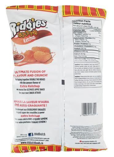 Old Dutch Ridgies Extra Ketchup Potato Chips, 200g/7oz,