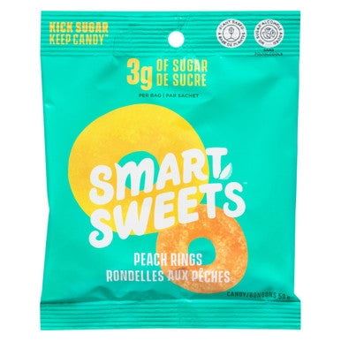 Smart Sweets Gummy Peach Rings, 50g/1.75oz Bag