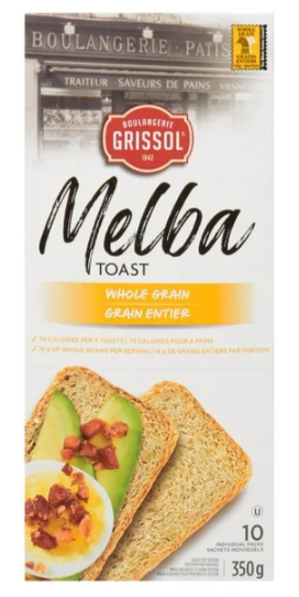Boulangerie Grissol Melba Toast Whole Grain, 10pc 350g