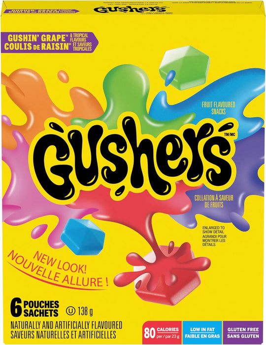 Betty Crocker Fruit Gushers Gushin Grape and Tropical Flavors, 138g/4.9oz