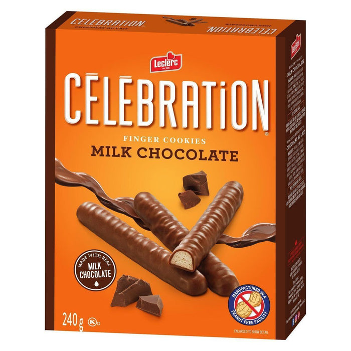 Leclerc Celebration Milk Chocolate Finger Cookies, 240g/8.5 oz Box