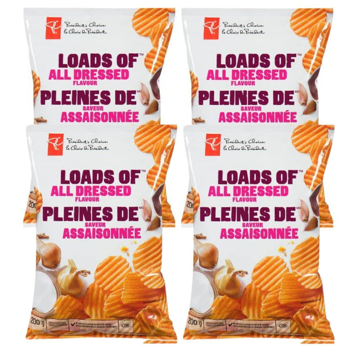 President's Choice Loads of All Dressed Potato Chips, 200g/7oz Each 4 Bags