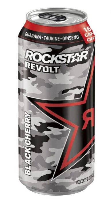 12 Cans Of Rockstar Revolt Black Cherry Energy Drink 16 oz Each