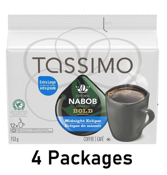 Tassimo Nabob Bold Midnight Eclipse Coffee 4 Boxes of 12 Discs (48 Total)