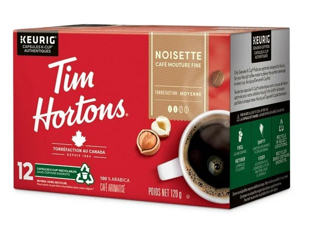 Tim Hortons Hazelnut Light Medium Roast Coffee, Keurig K-Cups, 12ct, 120g