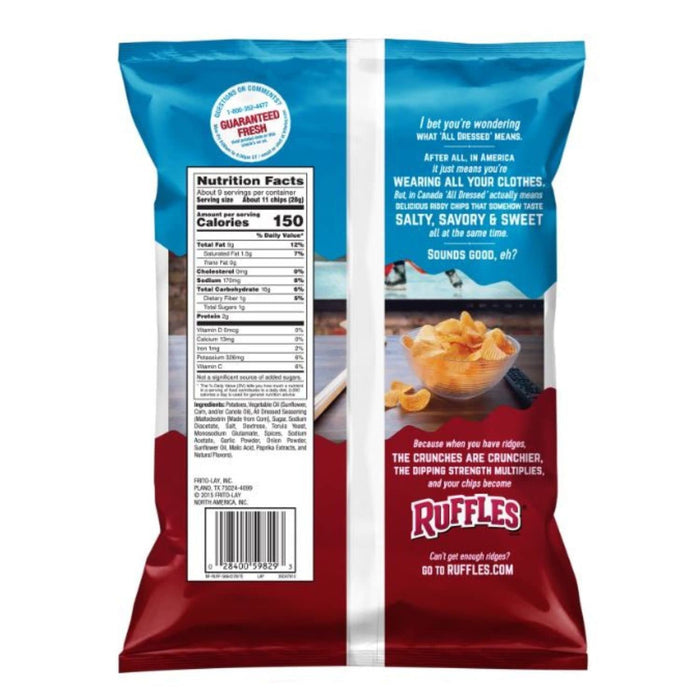 Ruffles All Dressed Ridged Potato Chips, 7.05oz Each 4 Bags