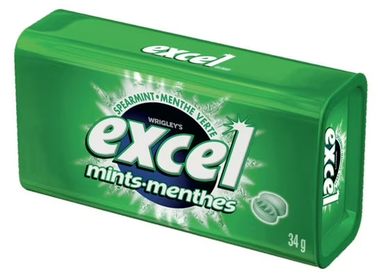 EXCEL, Spearmint Flavored Mints, 1 Tin, 34g