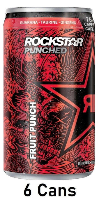 Rockstar Punched Fruit Punch Energy Drink 222ml Each 6 Cans