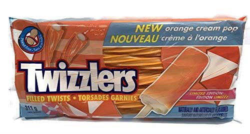 TWIZZLERS Orange Cream Pop Filled Twists Candy Licorice, 311g/11oz