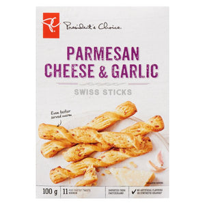 President's Choice Parmesan Cheese and Garlic Swiss Sticks, 100g