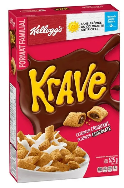 Kellogg's Krave Chocolate Flavor Cereal, Family Size, 525g