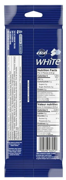 EXCEL, White Winterfresh, Teeth Whitening Sugar Free Chewing Gum, 18pc x 3