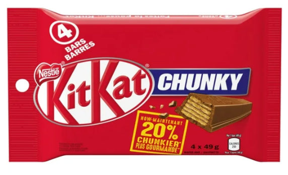 Nestle Canadian Kit Kat Chunky Chocolate Bars Multipack, 4 x 49g