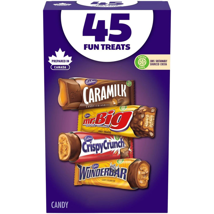 Cadbury Chocolate Wunderbar, Mr. Big, Caramilk, Crispy Crunch 45 Mini Size Bars