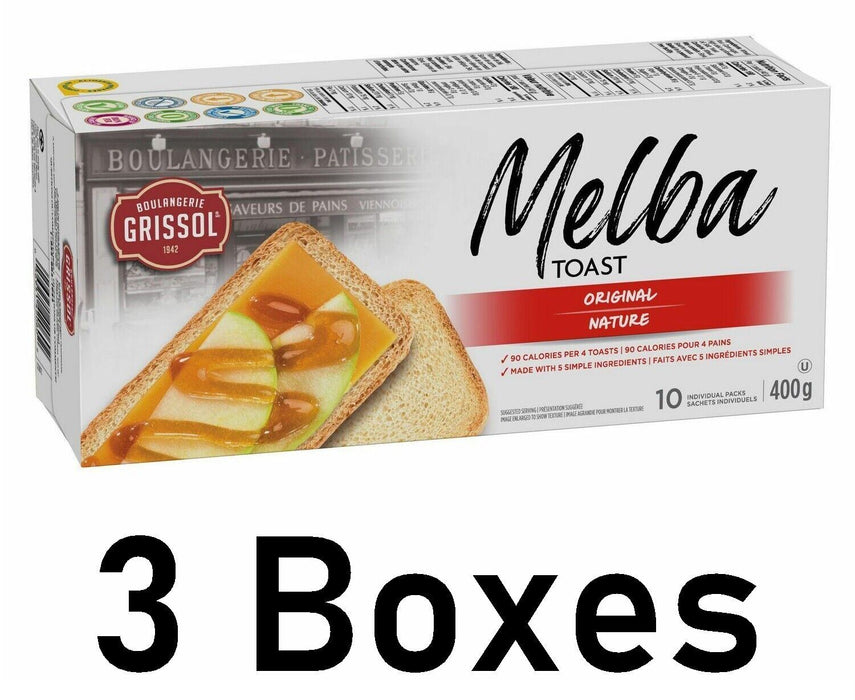 Grissol Melba Toast Original Plain Dry Breads Large 400g 3 Count From Canada