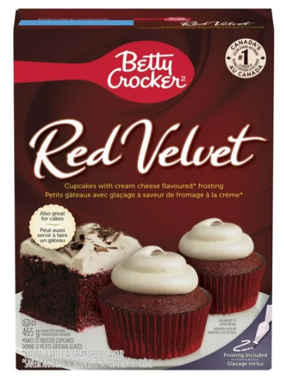 Betty Crocker Red Velvet Cupcake Mix, Frosting Included, 465g