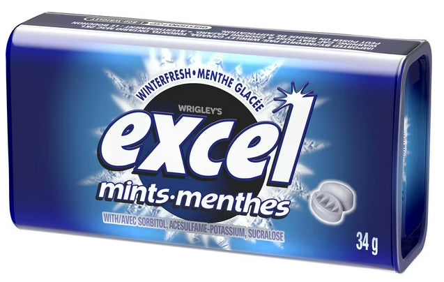 EXCEL, Winterfresh Flavored Mints, 1 Tin, 34g