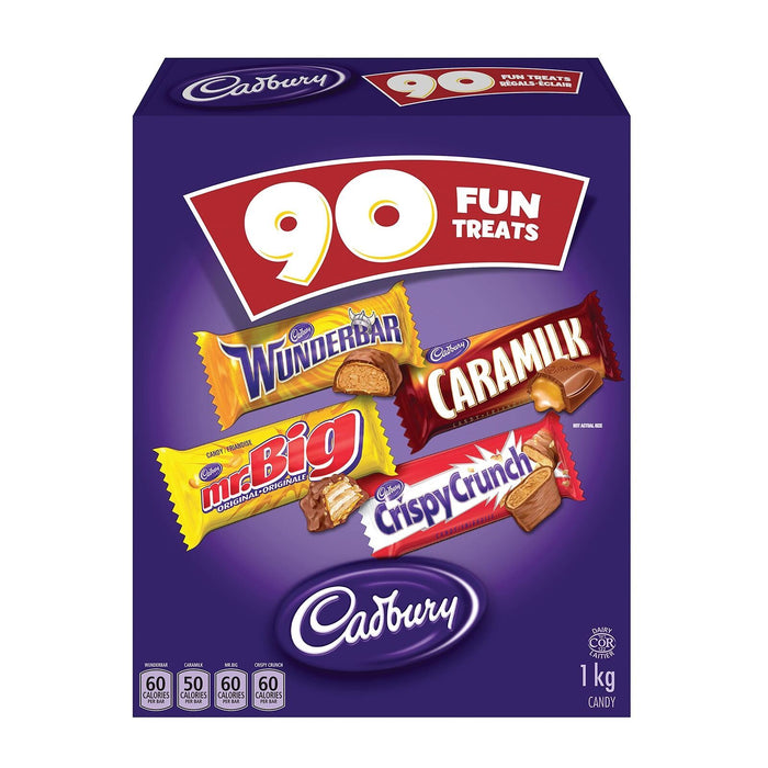 Cadbury Fun Treats Chocolate, 90 ct, Wunderbar, Mr. Big, Caramilk, Crispy Crunch