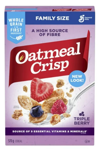 Oatmeal Crisp Triple Berry Breakfast Cereal, Family Size, 570g