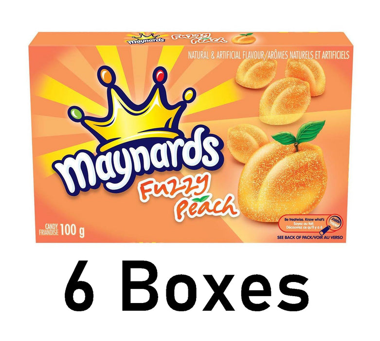 Maynards Fuzzy Peach Gummy Candy 100g Each, 6 Boxes