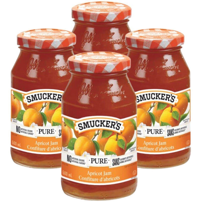 Smucker's Pure Apricot Jam, 500ml/17oz, 4 JARS