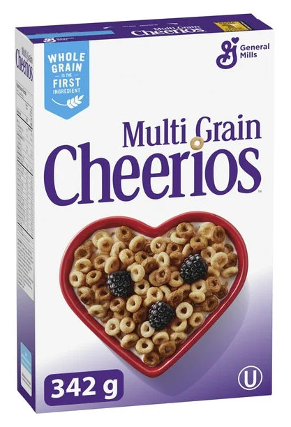 Canadian Multi Grain Cheerios Breakfast Cereal, Whole Grains, 342g