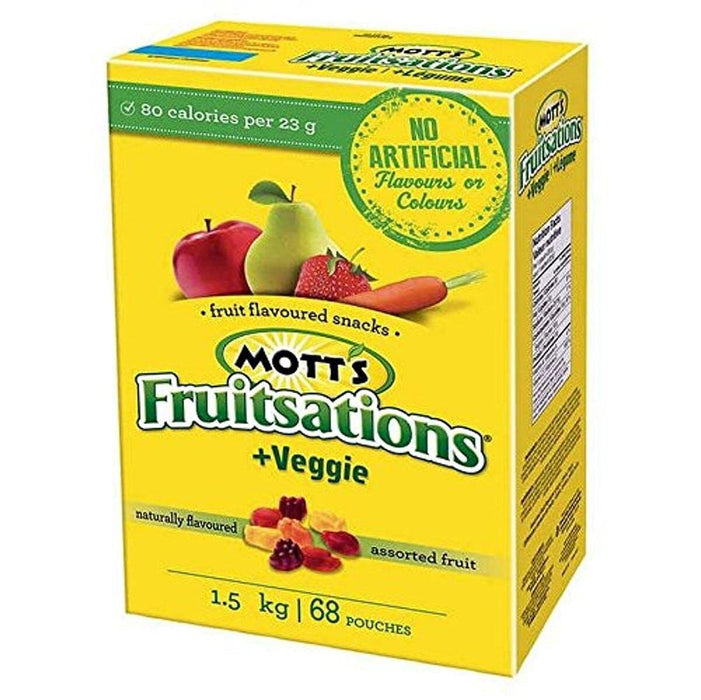 MOTTS Fruit Flavored Snacks Fruitsations Plus Veggie Assorted Fruit, 68 Pouches