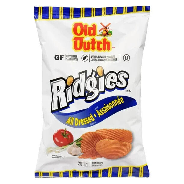 Old Dutch Ridgies All Dressed Potato Chips 200g Bag