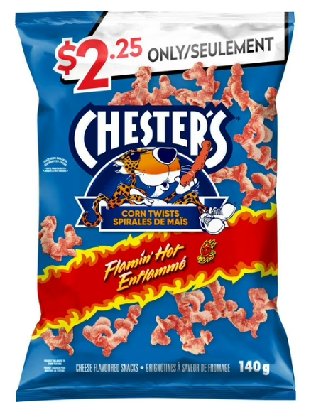 Chester's Corn Twists Flamin' Hot Cheese Flavoured Snacks, 140g