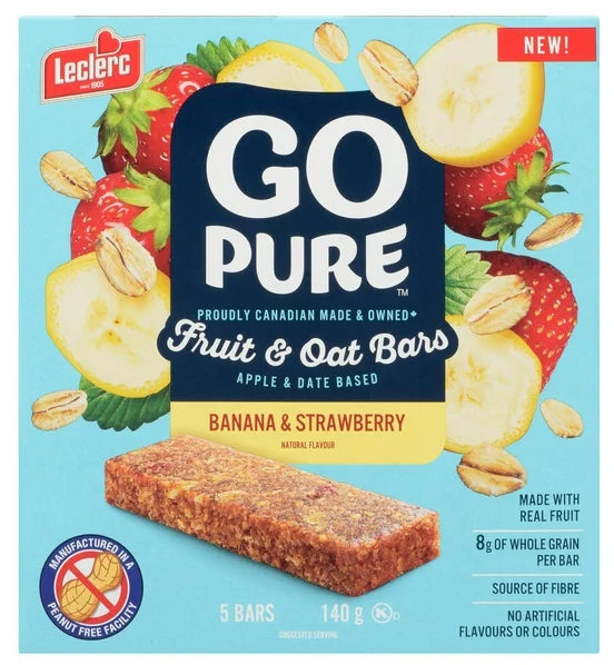 Go Pure Banana & Strawberry Fruit & Oat Bars, 5 Bars, 140g