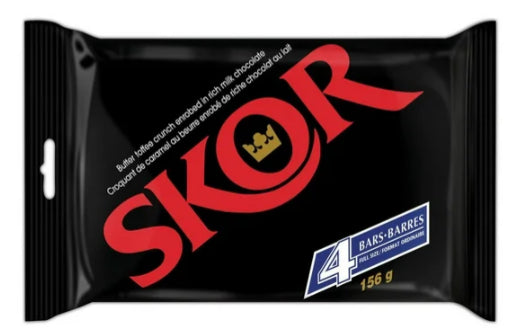 Skor Toffee Chocolate Candy Bars, 4 Bars, 156g