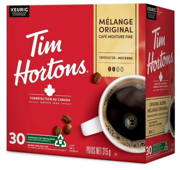 Tim Hortons Original Blended Coffee Keurig K-Cup, 30ct, 315g