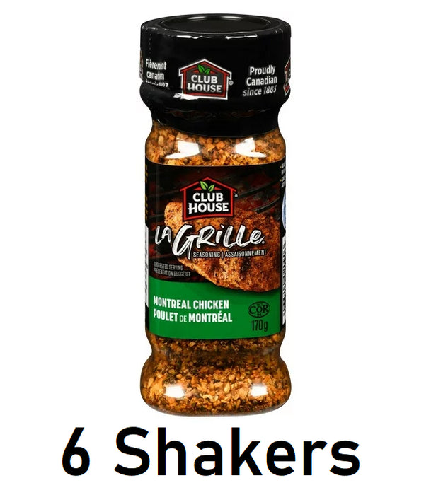 Club House La Grille Montreal Chicken Spice, 170g/6oz Each 6 Shakers