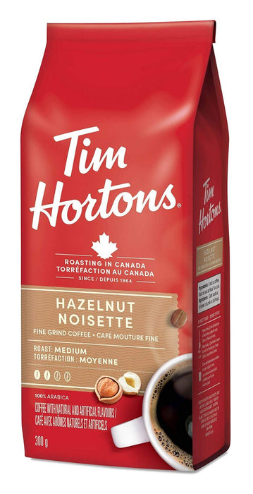 Tim Hortons Hazelnut Light Medium Roast Fine Grind Coffee 11oz/300g