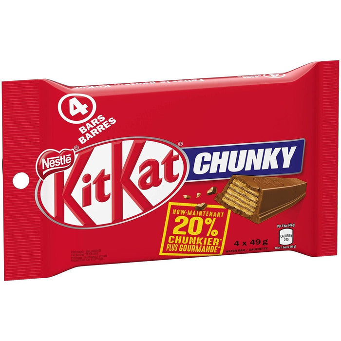 Nestle Kitkat Chunky With Superior Canadian Chocolate 49g Each 4 Full Size Bars