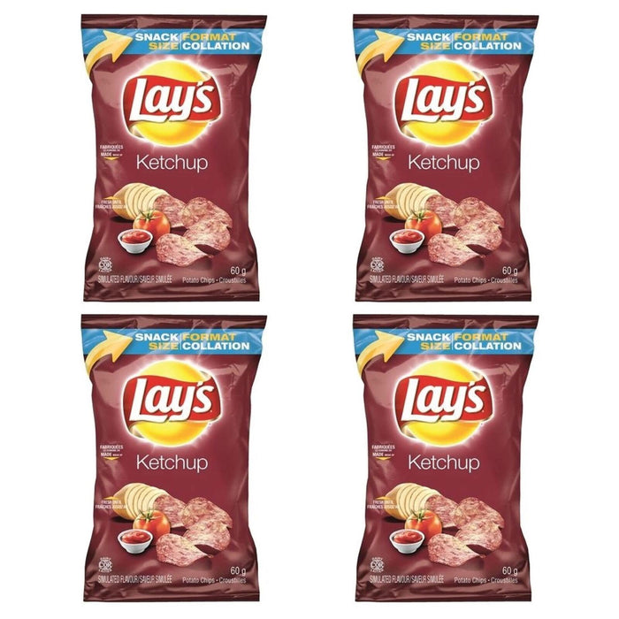 Lays Ketchup Potato Chips, 2.1oz Vending Sized, 4 BAGS