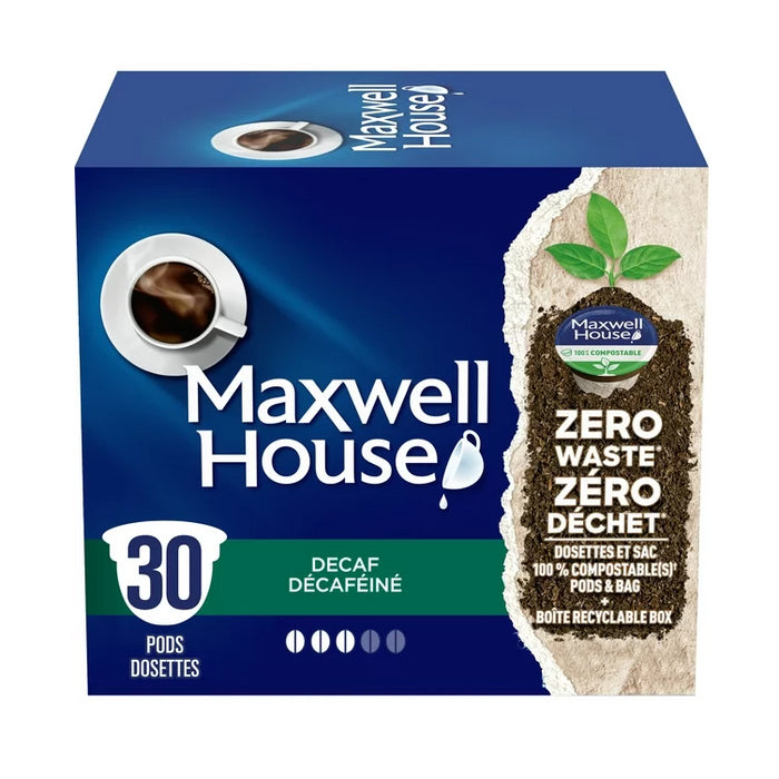 Maxwell House Decaf Coffee 100% Compostable Pods, 30 Keurig Pods