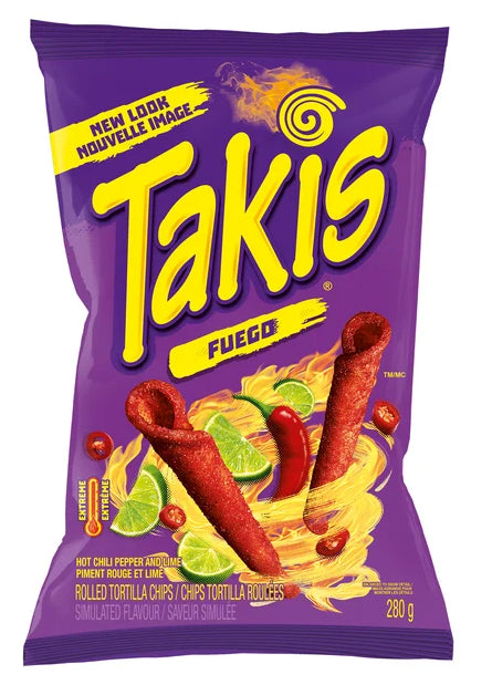 Takis Fuego Spicy Chili Pepper and Lime Rolled Tortilla Chips, 280g