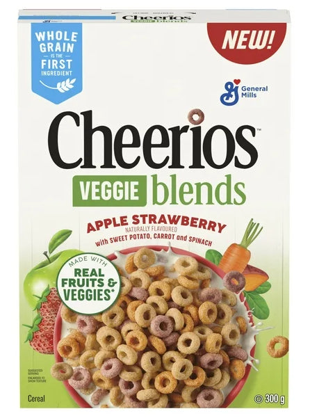 Cheerios Veggie Blends Apple Strawberry, Whole Grains, 300g