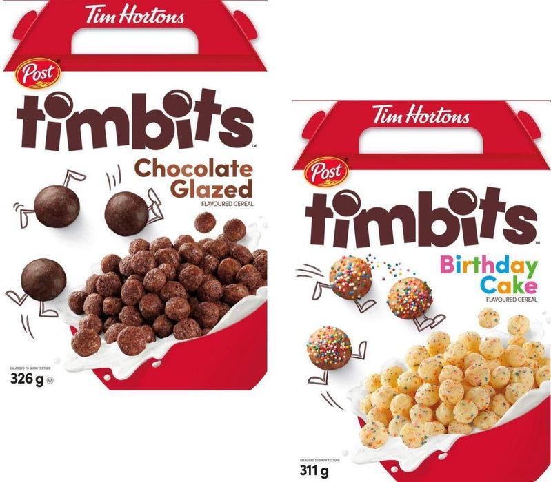 Tim Hortons Timbits Cereal Bundle, Chocolate and Birthday Cake (2 x 11oz)