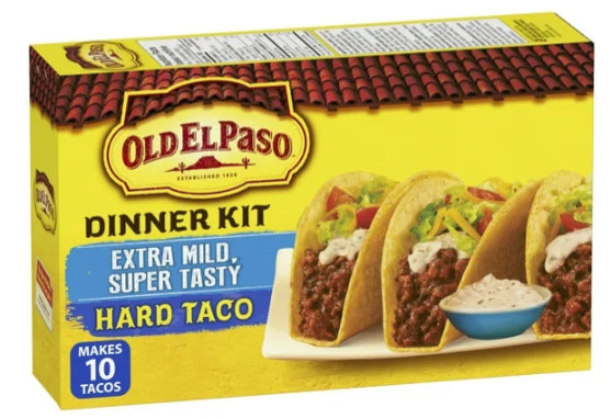 Old El Paso Extra Mild, Super Tasty Hard Taco Dinner Kit, 330g