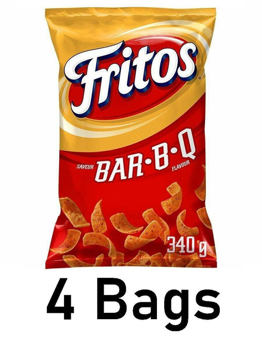 Fritos Bar-B-Q BBQ Corn Chips Large Size 340g Each Frito Lay 4 Bags - CanadaGrocery