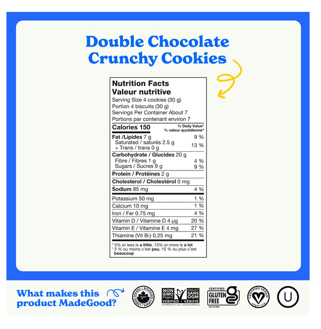 MadeGood Double Chocolate Cookies, 200g