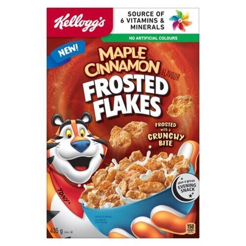 Kellogg's Frosted Flakes Cereal Maple & Cinnamon 435g Each 2 Boxes